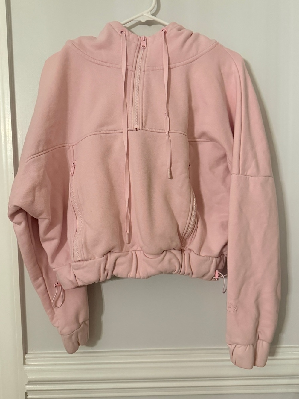 Pop flex Women's Pink Half-Zip Bubble Hem Hooded sweatshirt women’s XS